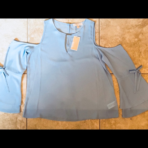 Michael Kors cold shoulder long sleeve LIGHT BLUE - Picture 5 of 6